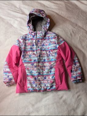 Spyder Girls Pink Multicolor Star Stripe Hooded Jacket